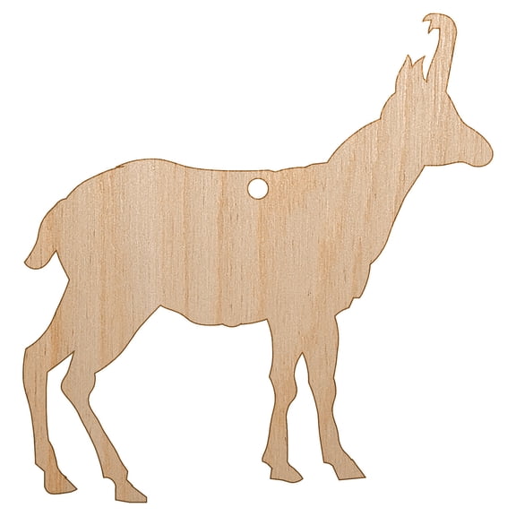 Goat Right Facing Solid Wood Holiday Christmas Tree Ornament Unfinished DIY Pre-Drilled Craft