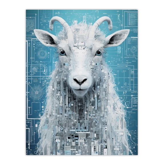 Goat Robot Hybrid Secret Military Schematic Blueprint Futuristic Complex Arcane Manuscript Gift For Him Man Cave Unframed Wall Art Print Poster Home Decor Premium