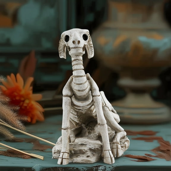 Goat Shape Skeleton Animals, Resin Halloween Skeleton Animals, Decorative Skeleton Animals Halloween, Halloween Decor Small Skeletons Figurines for Home, Indoors Hippo Design