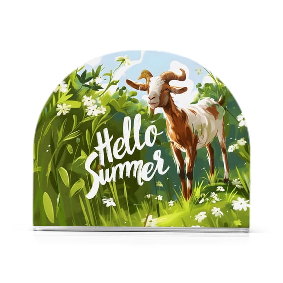 Goat Sheep Summer Greed Napkin Holder for Table Clear Napkin Stand Paper Holder Acrylic Organizer Dispenser Napkins for Dinner Kitchen Restaurant Room