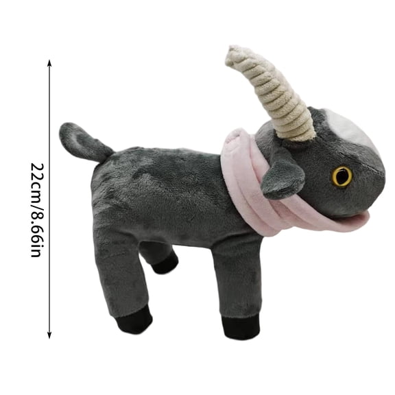 Goat Simulator Plush Toy 8.66 Inch Grey Goat Stuffed Animal with Football Accessory Realistic Horns Faux Fur Game Fan Gift Collectible