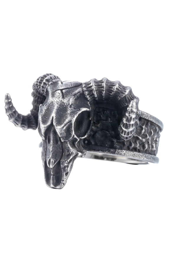 Goat Skull Ring Cool Chunky Jewelry Ram Skull Bone Animal Statemnet Rings (10)