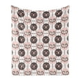 thumbnail image 1 of Goat Soft Flannel Fleece Blanket, Composition of Animal Faces in Circles on a Background of Streaks Overlapping, Cozy Plush for Indoor and Outdoor Use, 60" x 80", Brown Blush White, by Ambesonne, 1 of 5