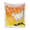 thumbnail image 1 of Goat Soft Flannel Fleece Throw Blanket, Horned Animal Ranch Theme 2 Mammals Standing on Vibrant Grungy Background, Cozy Plush for Indoor and Outdoor Use, 60" x 80", Orange Yellow White, by Ambesonne, 1 of 6