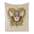 thumbnail image 1 of Goat Soft Flannel Fleece Throw Blanket, Sumptuous Goat Head with Bighorn Abstract Animal Design, Cozy Plush for Indoor and Outdoor Use, 60" x 80", Multicolor, by Ambesonne, 1 of 5