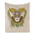 thumbnail image 1 of Goat Soft Flannel Fleece Throw Blanket, Sumptuous Goat Head with Bighorn Abstract Animal Design, Cozy Plush for Indoor and Outdoor Use, 70" x 90", Multicolor, by Ambesonne, 1 of 5