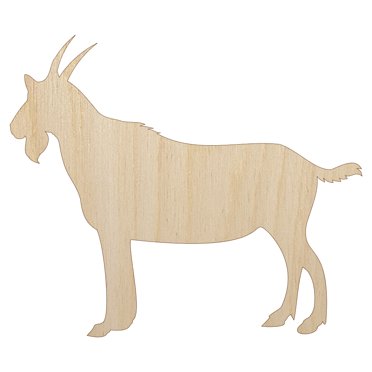 Goat Solid Wood Shape Unfinished Piece Cutout Craft DIY Projects - 4.70 Inch Size - 1/8 Inch Thick