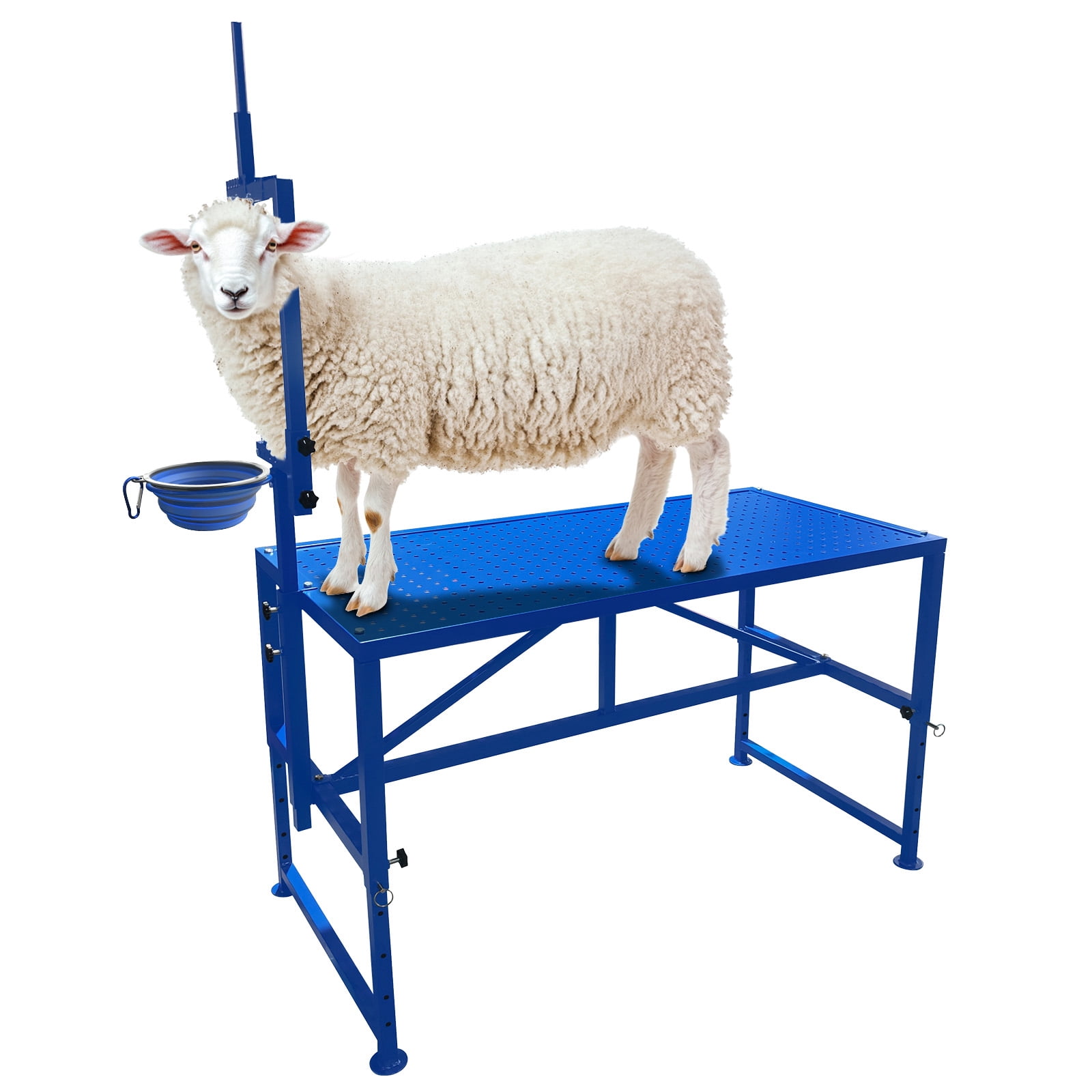 Goat Stand with Feed Bin, Metal Goat Milking Stand with Adjustable Head ...