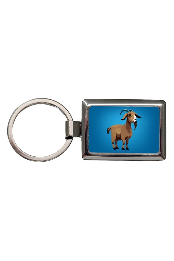 Goat Standing Cute Metal Rectangle Keychain