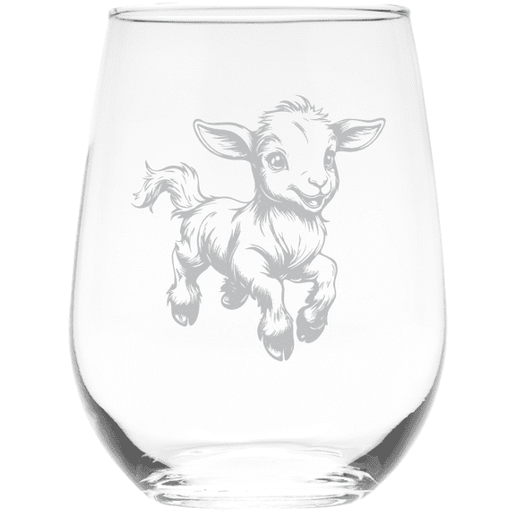 C&M Personal Gifts 17 oz Goat Stemless Wine Glass (Style G4)