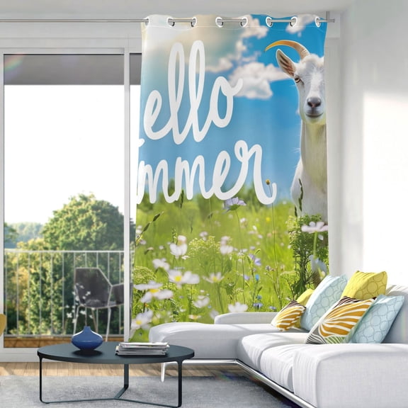 Goat Summer Sheep Greed Blackout Curtain Panels Drapes Privacy Assured with Light Filtering Curtains for Living room Bedroom Bathroom Window