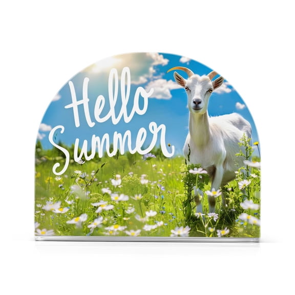 Goat Summer Sheep Greed Napkin Holder for Table Clear Napkin Stand Paper Holder Acrylic Organizer Dispenser Napkins for Dinner Kitchen Restaurant Room