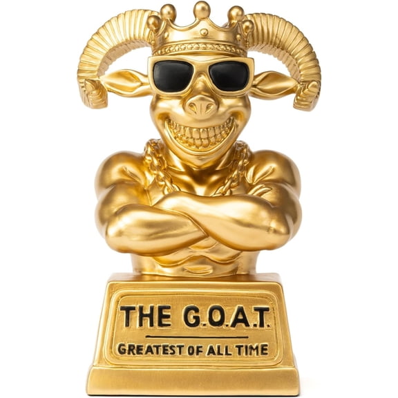 Goat Trophy - G.O.A.T Greatest of Time Handheld Trophy Award for Fantasy Football MVP Office Employee Recognition Funny | goat trophy with 'GOAT' base | Funny award for & | MVP | desk decor