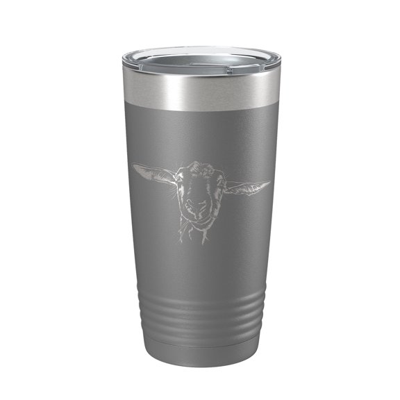 Goat Tumbler Goat Face Travel Mug Insulated Laser Engraved Coffee Cup Farmer Gift 4H 20 oz Dark Gray