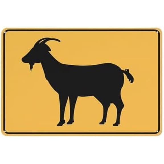 Goat Warning Sign Aluminum 12x8 inch UV Printed Weatherproof for Business Farm Garden Yard Outdoor Security High Visibility Easy Install Wall Mount Durable Wall Decor