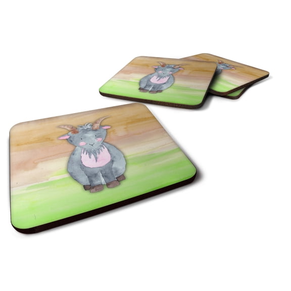 Goat Watercolor Foam Coaster Set of 4