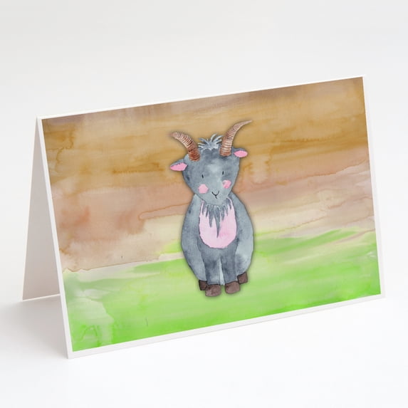 Goat Watercolor Greeting Cards and Envelopes Pack of 8