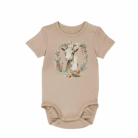 Goat Wreath Newborn Baby Bodysuit