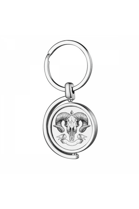 Goat l Animal Sketch Illustrations Rotating Keychain Metal Keyring Holder