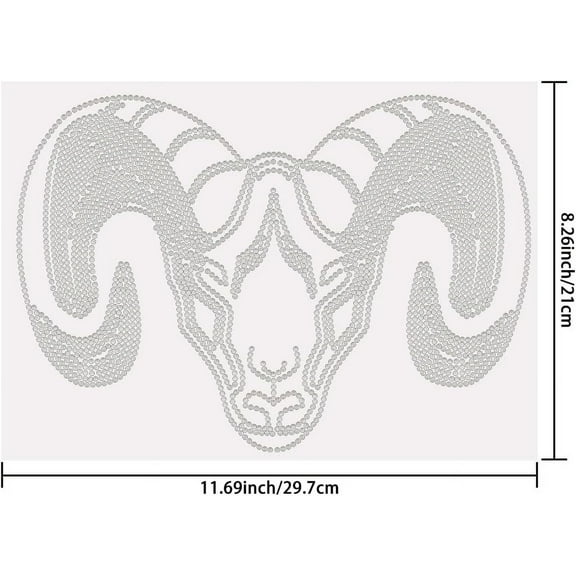 Goat's Head Iron on Rhinestones Transfer Goat T-Shirt Crystal Heat Transfer Designs Sheep Iron on Rhinestone Transfer Bling Decals for Clothing Tote Bag Art Craft Gifts