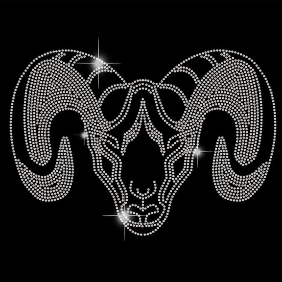 Goat's Head Iron on Rhinestones Transfer Goat T-Shirt Heat Transfer Designs Sheep Iron on Rhinestone Transfer Bling Decals for Clothing Tote Bag DIY Art Craft Gifts
