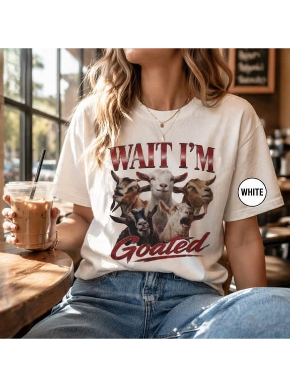Goated Meme Cursed Goat Shirt, Brainrot Graphic Tee for Men Women, Funny Meme T-Shirt, Sarcastic Weirdcore Top, Gen Z Humor Gift