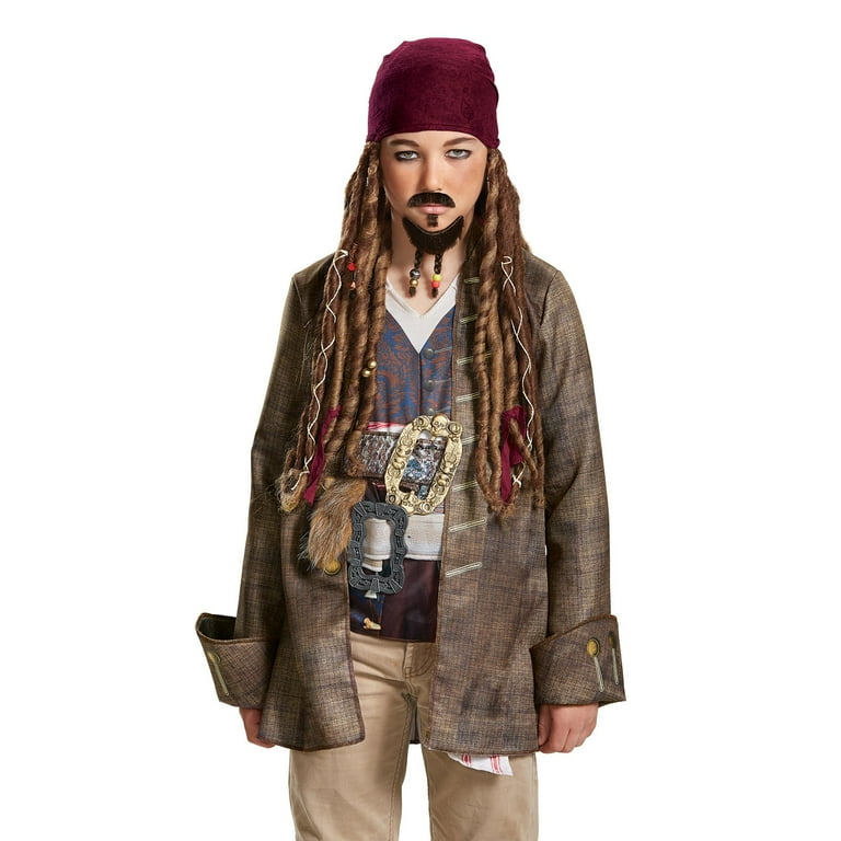 Pirate Wig & Scarf Adult Brown Pirate Wig & Scarf Adult Brown