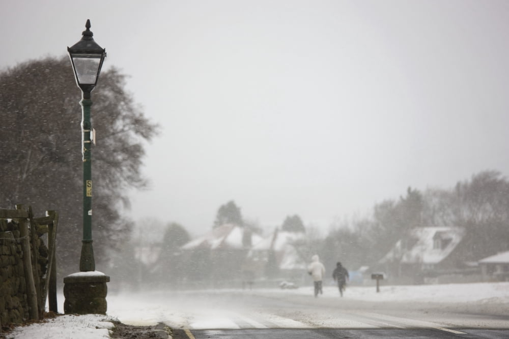 Goathland North Yorkshire England Snowing Canvas Art - John Short Design Pics (34 x 22)