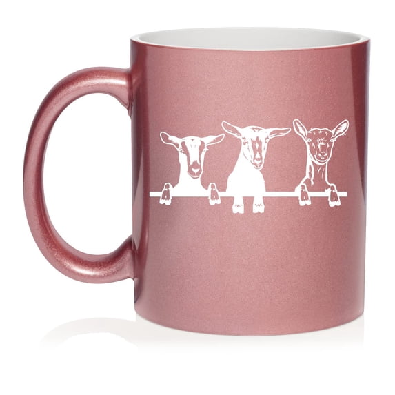 Goats Ceramic Coffee Mug Tea Cup Gift for Her, Him, Friend, Coworker, Wife, Husband, Animal Lover (11oz Rose Gold)