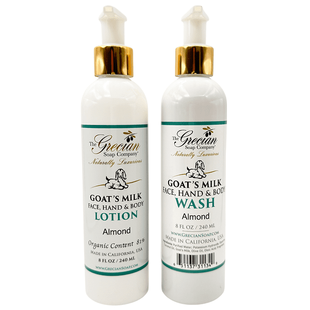 Goat's Milk Lotion and Body Wash Set, 8 oz (2-Pack), Almond