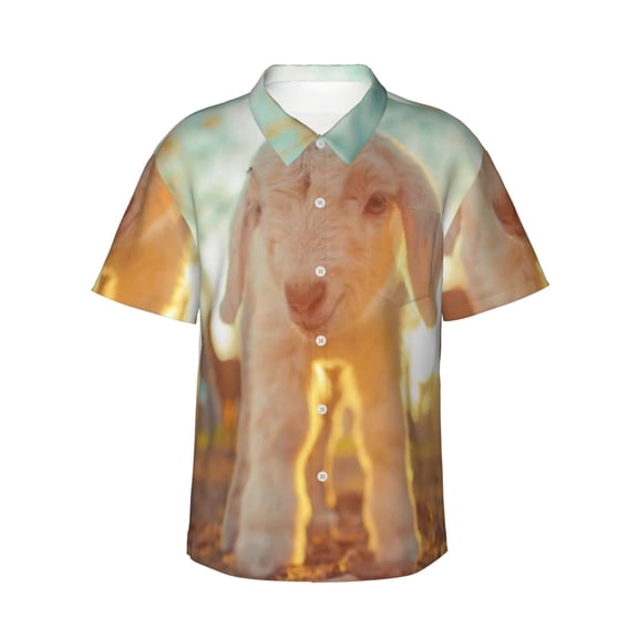 Goats Print Men'S 3d Print Casual Button Down Shirts, Novelty Hawaiian Short Sleeves S