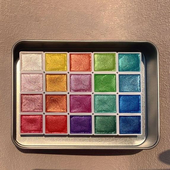 Goattoy 20 Colors Pearlescent Solid Watercolor Pigments, Water Color Paint Set Gifts for Art Beginners, Adults and Kids, Walmart Savings!