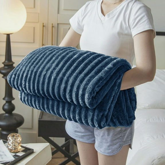 Goattoy Blue Cooling Blanket for Hot Sleepers Soft Lightweight Fuzzy Cozy Luxury Blanket for Indoor Bedroom,Living Room,Bed,Couch,Sofa,Camping Polyester 39"x59"