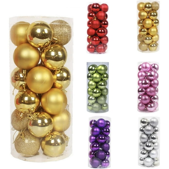 Christmas Decorations,24Pcs 1.57 In Gold Matte Plastic Shatterproof Christmas Balls,Electroplated Balls,Hanging Balls,Barrel Packaging,for Xmas Tree Decor Holiday Wedding Decor
