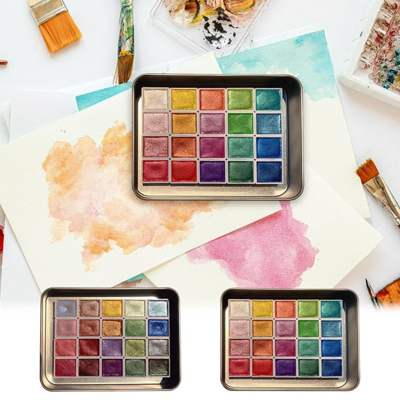 Goattoy Under $10!Watercolor Paint Set Kids Portable Watercolor Set 20 Colors Of Pearlescent Solid Watercolor Pigment 2.3ml Birthday Gift for Kids Ages 2-8 Art Supplies