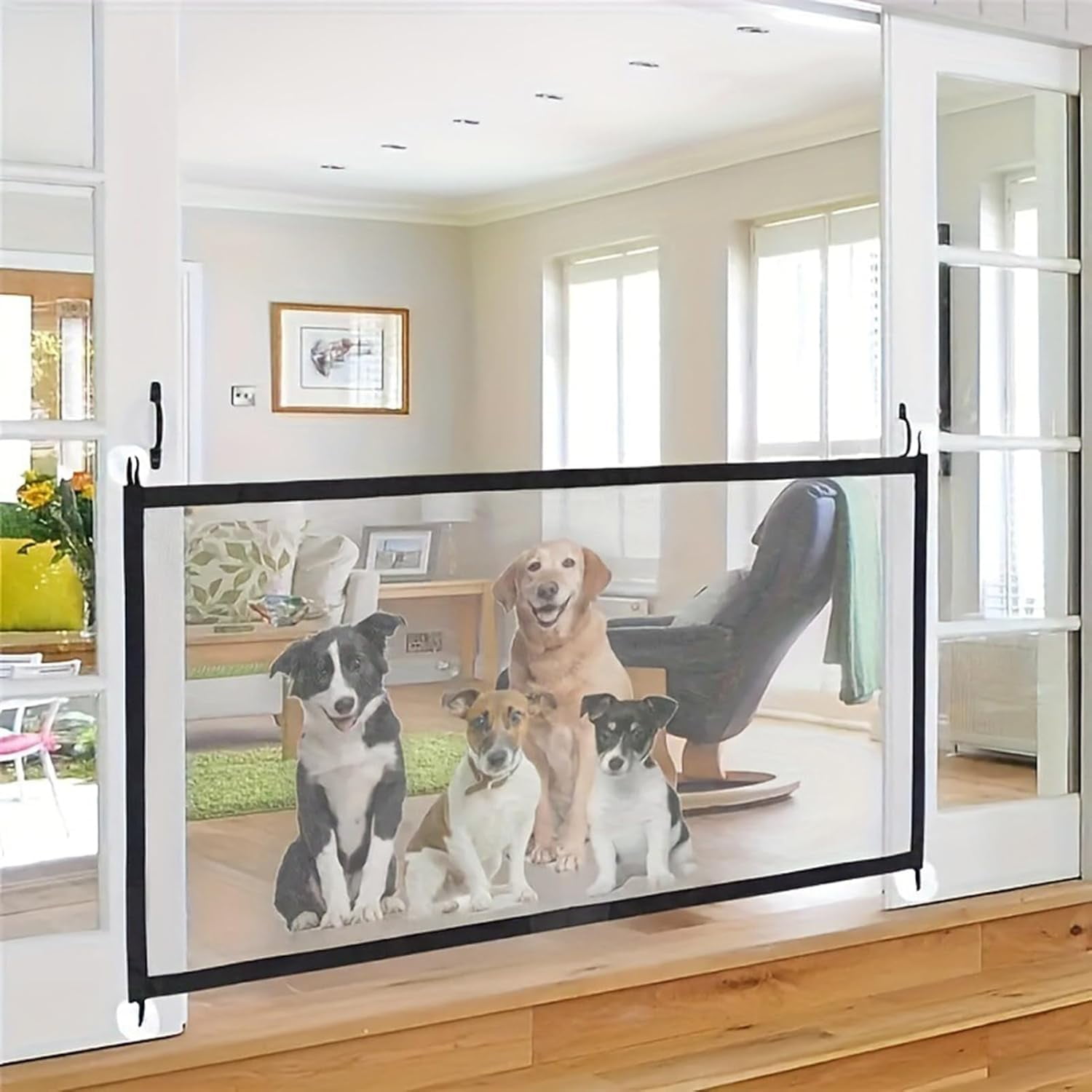 Happyyami Wooden Pet Barrier Gate - Indoor/Outdoor Dog Gate For Doorways & Stairs, Easy Install