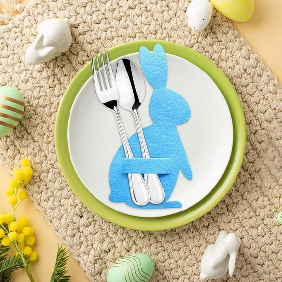 Goattoy Easter Set of 4 Bunny Plates Tableware, Easter Decorations for Indoor Home,Bedroom,Office,Cute Easter Bunny Party Supplies,Clearance Sales,Spring Gifts for Kids,Girls,Friends