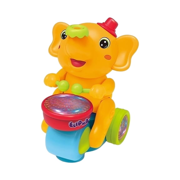Goattoy Toy Cars for Toddlers 1-3 Electric Drum Elephant Car Toy with Music and Light First Birthday Gifts for Boys toys