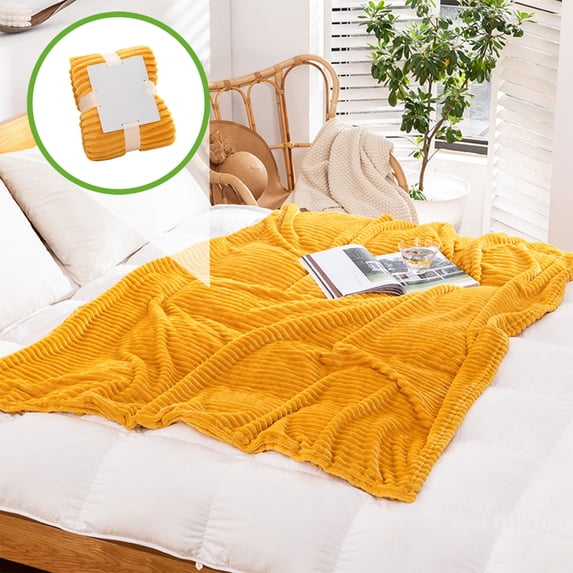 Goattoy Yellow Throw Blanket for Couch Cold Throw Blanket for Sleeping Room Home Dorm Decor Polyester 39"x59"