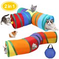thumbnail image 1 of Goaxuzt Cat Tunnel Toy for Indoor Cat with Play Ball Collapsible Cat Tube Interactive Toy 2 Pcs Pet Tunnel Set with Storage Bag for Kitten, Rabbits, Guinea Pigs, Rainbow, 1 of 7