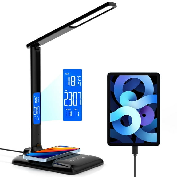 Goaxuzt 13.7” AC Powered Energy Saving Black Desk Lamp