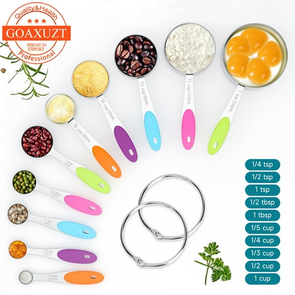 Goaxuzt Measuring Cups and Spoons Set 10 Piece Stainless Steel Measuring Tool for Cooking and Baking