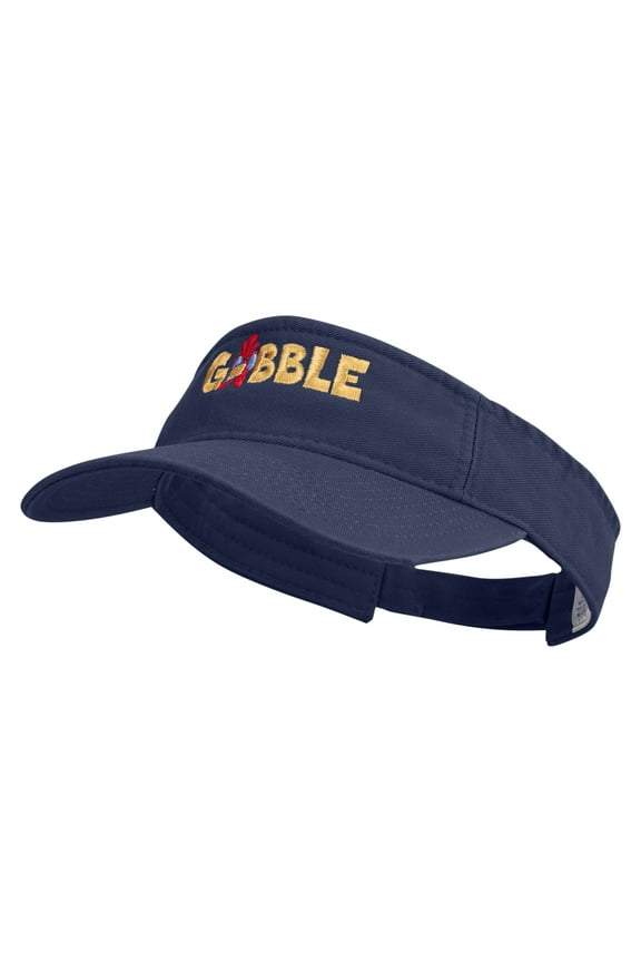 Gobble Chicken Embroidered Pro Style Cotton Twill Washed Visor - Navy OSFM