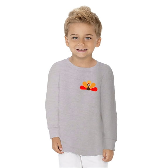 Gobble Cute Turkey Graphic Toddler Long Sleeve Shirt - Happy Thanksgiving Day Tshirt for Kids - Thanksgiving Festive Shirt Gifts
