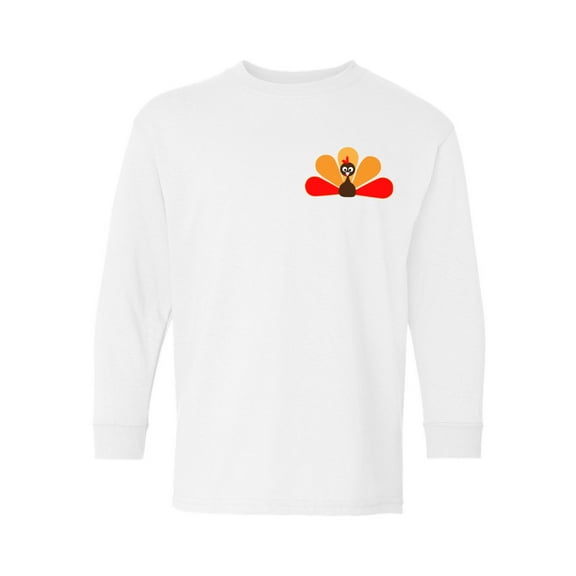 Gobble Cute Turkey Long Sleeve Shirts for Kids - Youth XS S M L XL - Happy Thanksgiving Holiday Christian Tee for Boys for Girls