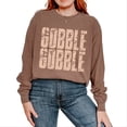 thumbnail image 1 of Gobble Gobble Block Distressed - Women's Garment Dyed Long Sleeve Graphic T-Shirt, 1 of 13