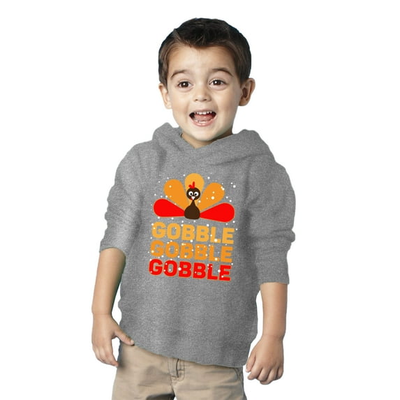 Gobble Gobble Gobble Turkey USA Christian Toddler Hoodie for Boys Girls - Graphic Tee S M L XL - Kids Hooded Happy Thanksgiving Day Long Sleeve Sweatshirt