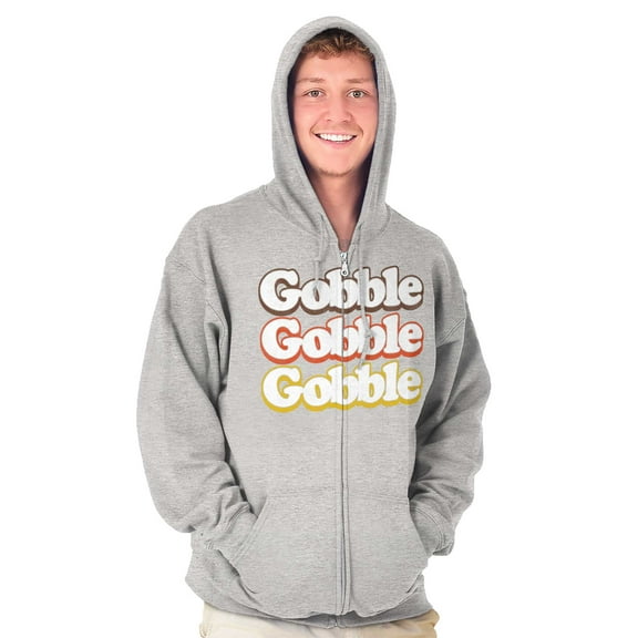 Gobble Gobble Thanksgiving Turkey Unisex Fleece Graphic Zip Up Hoodie Brisco Brands 5X