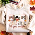 thumbnail image 1 of Gobble Gobble Till You Wobble Embroidered Sweatshirt, Funny Thanksgiving Turkey Embroidery Shirt, Thankful Gifts, Fall Season Tee, 1 of 5