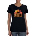 thumbnail image 1 of Gobble Gobble Turkey Feathers Women Black T-Shirt, Female x-Large, 1 of 4